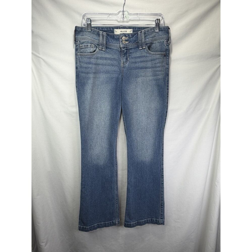 Hollister Low Rise Boot Cut Jeans 8R Stretch Waist Embroidery Pockets 29x31 Y2K - Picture 2 of 11